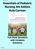 Test bank- Essentials Of Pediatric Nursing 4th Edition&vert;&vert; Author&colon;Theresa Kyle&comma; Susan Carmen&vert;&vert;&comma;&lbrace; All Chapters 1 - 29 Included&rcub; Complete With Questions And Answers Latest Version&vert;&vert;Guarantee Pass A&plus;