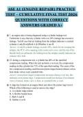 ASE A1 &lpar;ENGINE REPAIR&rpar; PRACTICE&NewLine;TEST &ndash; CUMULATIVE FINAL TEST 2026&NewLine;QUESTIONS WITH CORRECT&NewLine;ANSWERS GRADED A&plus;&NewLine;