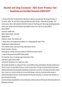 Alcohol and Drug Counselor &ndash; ADC Exam Practice Test Questions and Verified Answers 2026&sol;2027 &vert; Addiction Counseling Certification &vert; Complete Practice Exam Material