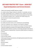 ADC&sol;AADC PRACTICE TEST 1 Exam 2026&sol;2027 &vert; Expected Questions and Correct Answers &vert; Alcohol and Drug Counselor Certification &vert; Complete Practice Exam Material