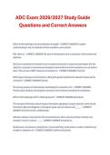 ADC Exam 2026&sol;2027 Study Guide Questions and Correct Answers &vert; Alcohol and Drug Counselor Certification &vert; Complete Exam Preparation Material