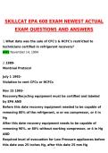 2026 SKILLCAT EPA 608 ACTUAL EXAM &lpar;Latest 2026 &sol; 2027 Update&rpar; Questions & Correct Answers &lpar;100&percnt; Correct Verified Answers&rpar; Already Graded A&plus;&period;