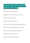 ASPHALT FIELD LEVEL I EXAMS SET 2026&NewLine;FULL SOLUTION VIEW AHEAD QUESTIONS&NewLine;AND ANSWERS GRADED A&plus;