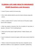 Florida Life and Health Insurance Exam Latest 2026 Actual Questions and Verified Answers &lpar;Latest 2026 &sol; 2027 Update&rpar; A&plus; Grade 100&percnt; Guarantee Verified by Experts