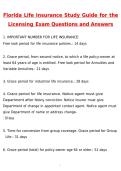 Florida Life Insurance Study Guide for the Licensing Exam Latest 2026 Actual Questions and Verified Answers &lpar;Latest 2026 &sol; 2027 Update&rpar; A&plus; Grade 100&percnt; Guarantee Verified by Experts
