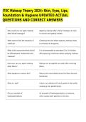 iTEC Makeup Theory 2024&colon; Skin&comma; Eyes&comma; Lips&comma; &NewLine;Foundation & Hygiene UPDATED ACTUAL &NewLine;QUESTIONS AND CORRECT ANSWERS 