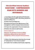 2026-2027 CIA &lpar;Certified Internal Auditor&rpar;&NewLine;EXAM BANK &ndash; COMPREHENSIVE&NewLine;EXAM WITH ANSWERS AND&NewLine;RATIONALES&NewLine;