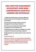 2026-2027 CMA &lpar;CERTIFIED MANAGEMENT&NewLine;ACCOUNTANT&rpar; EXAM BANK &ndash;&NewLine;COMPREHENSIVE EXAM WITH&NewLine;ANSWERS AND RATIONALES
