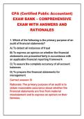 2026-2027 CPA &lpar;Certified Public Accountant&rpar;&NewLine;EXAM BANK &ndash; COMPREHENSIVE&NewLine;EXAM WITH ANSWERS AND&NewLine;RATIONALES