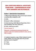 2026-2027 CMA &lpar;CERTIFIED MEDICAL ASSISTANT&rpar;&NewLine;EXAM BANK &ndash; COMPREHENSIVE EXAM&NewLine;WITH ANSWERS AND RATIONALES