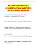 MLS ASCP EXAM RECALL &NewLine;2026&sol;2027 ACTUAL QUESTIONS &NewLine;WITH VERIFIED ANSWERS&period; 