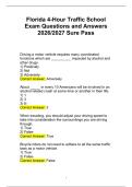 Florida 4-Hour Traffic School&NewLine;Exam Questions and Answers&NewLine;2026&sol;2027 Sure Pass