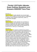 Florida 3-20 Public Adjuster&NewLine;Exam Outlines Questions and&NewLine;Answers 2026&sol;2027 Sure Pass