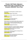 Florida 3-20 Public Adjusters&NewLine;State Exam &lpar;Set 1&rpar; Questions and&NewLine;Answers 2026&sol;2027 Sure Pass