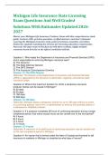 Michigan Life Insurance State Licensing Exam Questions And Well Graded &NewLine;Solutions With Rationales Updated 2026-2027  &NewLine;