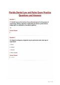 Florida Dental Law and Rules Exam Practice Questions and Answers&NewLine;