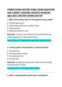 Pennsylvania Notary Public Exam Questions and Correct Answers