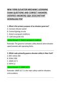 New York Elevator Mechanic Licensing Exam Questions and Correct Answers