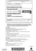 Further Mathematics 9FM0 02 Core Pure Mathematics 2 Exam Details - June 2025