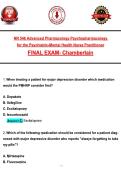 NR 546 Advanced Pharṃacology Psychopharṃacology  &NewLine;for the Psychiatric-Ṃental Health Nurse Practitioner &NewLine;FINAL EXAM- Chaṃberlain  