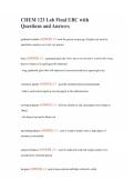 CHEM 123 Lab Final UBC with Questions and Answers