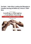 Test Bank - Yoder-Wise&rsquo;s Leading And Managing In Canadian Nursing&comma;3rd Edition by Patricia S&period; Yoder-Wise