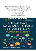 TEST BANK for Digital Marketing Strategy&colon; An Integrated Approach to Online Marketing 3rd Edition by Simon Kingsnorth&period; &NewLine;All Chapters 1 &ndash; 22&NewLine;&lpar;Answer Key Included&rpar;&NewLine;