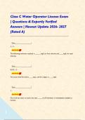 Class C Water Operator License Exam &vert; Questions & Expertly Verified Answers &vert; Newest Update 2026- 2027 &lpar;Rated A&rpar;&NewLine;&NewLine;   