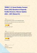 TEXES 7-12 Social Studies Content Exam &lpar;232&rpar; Questions & Expertly Verified Answers &vert; Newest Update 2026 &ndash; 2027 &lpar;Rated A&plus;&rpar;&NewLine;&NewLine;   