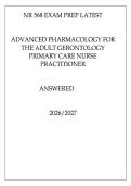 NR 568 EXAM PREP LATEST &NewLine; &NewLine; &NewLine;ADVANCED PHARMACOLOGY FOR &NewLine;THE ADULT GERONTOLOGY &NewLine;PRIMARY CARE NURSE &NewLine;PRACTITIONER &NewLine; &NewLine; &NewLine;ANSWERED