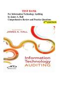 TEST BANK &NewLine;For Information Technology Auditing  &NewLine;by James A&period; Hall  &NewLine;Comprehensive Review and Practice Questions &NewLine;4TH EDITION &NewLine;