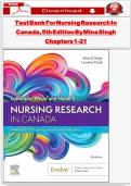 Test Bank for Nursing Research in Canada 5th Edition by Mina Singh &ndash; Updated 2024 Verified Chapters 1&ndash;21 Complete Questions & Answers Guide&vert;&vert;complete solutions&vert;&vert;A&plus;