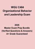 WGU C484 Organizational Behavior and Leadership Exam &ndash; Complete OA Study Guide & Practice Questions &lpar;2026 Updated&rpar;