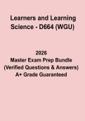 Learners and Learning Science &ndash; WGU D664 Exam Study Guide & Objective Assessment Practice Questions &lpar;2026 Updated&rpar;