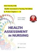 TEST BANK FOR&NewLine;Health Assessment in Nursing 7th Edition&NewLine;by Weber Chapters 1 - 34