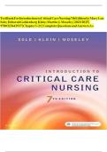 TEST BANK FOR INTRODUCTION TO CRITICAL CARE NURSING&comma; 8TH EDITION&comma; MARY LOU SOLE&comma; DEBORAH KLEIN&comma; MARTHE MOSELEY&comma; ISBN&colon; 9780323641937&comma; ISBN&colon; 9780323749732&NewLine;
