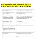 State of Colorado Sales License Test UPDATED &NewLine;ACTUAL QUESTIONS AND CORRECT ANSWERS 