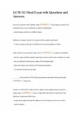 GCM 111 Final Exam with Questions and Answers