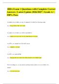 HHA Exam 1 Questions with Complete Correct&NewLine;Answers Latest Update 2026&sol;2027 &vert;&NewLine;100&percnt; &Rcy;ass&period;