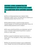 ASSISTED LIVING ADMINISTRATOR&NewLine;COMPREHENSIVE CERTIFICATION SCRIPT&NewLine;2026 QUESTIONS WITH ANSWERS GRADED&NewLine;A&plus;
