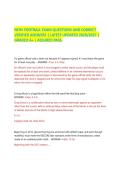 NFHS FOOTBALL EXAM QUESTIONS AND CORRECT&NewLine;VERIFIED ANSWERS &vert; LATEST UPDATED 2026&sol;2027 &vert;&NewLine;GRADED A&plus; &vert; ASSURED PASS&period; 