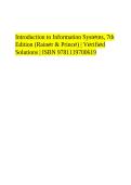 Test Bank Introduction to Information Systems 7th Edition by R Kelly Rainer Casey G Cegielski Jeffrey Prince ISBN 9781119700619 A&plus;