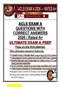 ACLS Exam A 2026 Questions with Correct Answers Rated A&plus; &vert; Advanced Cardiovascular Life Support Test Bank &ndash; AHA 2026&sol;2027&NewLine;&NewLine;