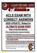 ACLS EXAM WITH CORRECT ANSWERS 2026 UPDATE &vert; AHA Advanced Cardiovascular Life Support Certification Q&A