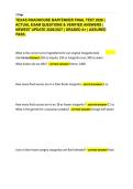 TEXAS ROADHOUSE BARTENDER FINAL TEST 2026 &vert;&NewLine;ACTUAL EXAM QUESTIONS & VERIFIED ANSWERS &vert;&NewLine;NEWEST UPDATE 2026&sol;2027 &vert; GRADED A&plus; &vert; ASSURED&NewLine;PASS&period;