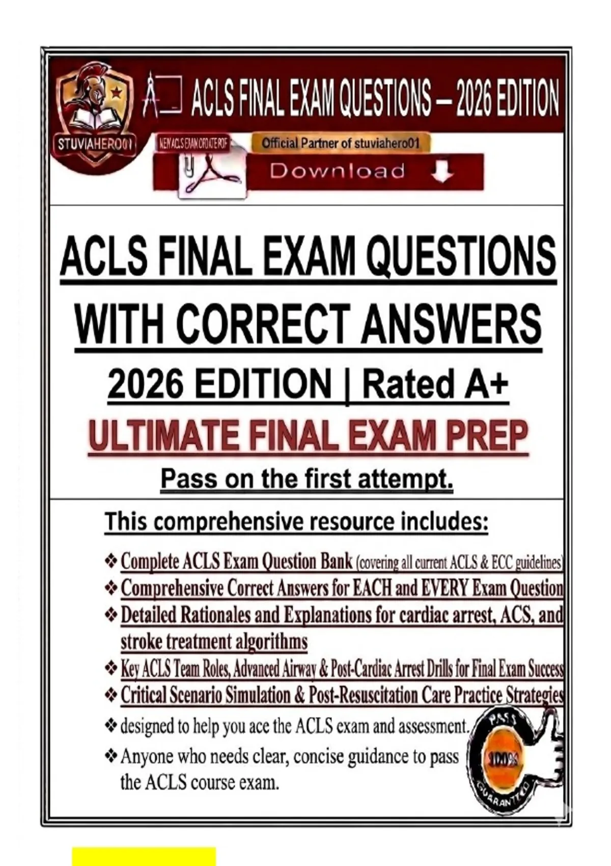 ACLS Final Exam Questions with Correct Answers 2026 | AHA Advanced ...