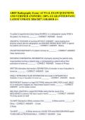 ARRT Radiography Exam &vert; ACTUAL EXAM QUESTIONS&NewLine;AND VERIFIED ANSWERS &vert; 100&percnt; GUARANTEED PASS &vert;&NewLine;LATEST UPDATE 2026&sol;2027 &vert; GRADED A&plus;&period;