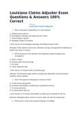 Louisiana Claims Adjuster Exam Questions & Answers 100&percnt; Correct
