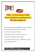 CISA IT Governance Domain &ndash; 30&plus; Certified Information Systems Auditor &lpar;CISA&rpar; Practice Questions & Answers &vert; IT Governance&comma; Risk Management&comma; Information Security Policy & Strategic Alignment &vert; ISACA CISA Certification