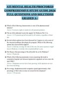 ATI MENTAL HEALTH PROCTORED&NewLine;COMPREHENSIVE STUDY GUIDE 2026&NewLine;FULL QUESTIONS AND SOLUTIONS&NewLine;GRADED A&plus;